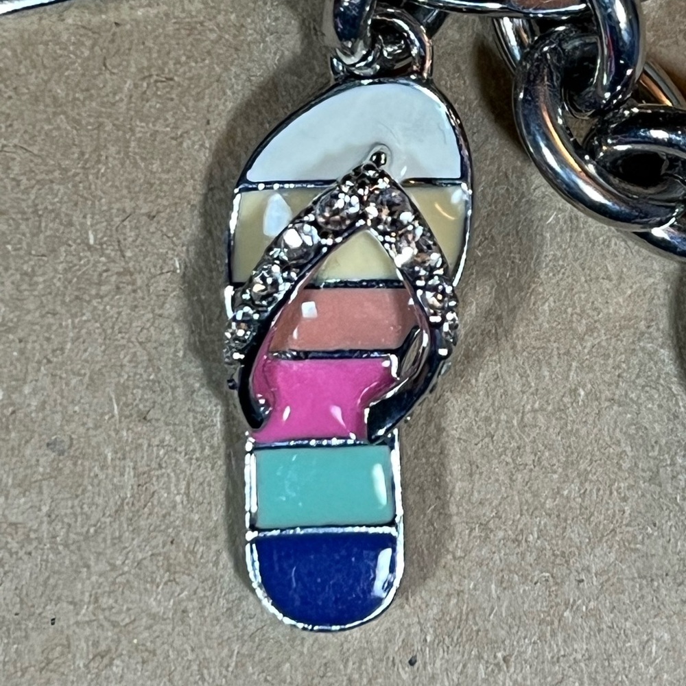 COACH 💕 Vintage Flip Flops Multicolor Bag Charm/Keychain EUC Silver Tone - Picture 4 of 7